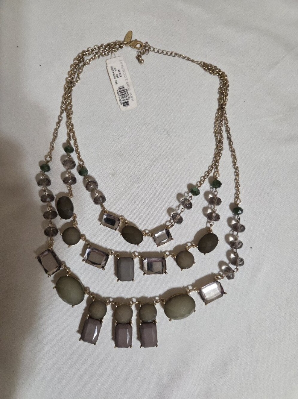 Multi-Strand Green and Smoky Crystal Statement Necklace